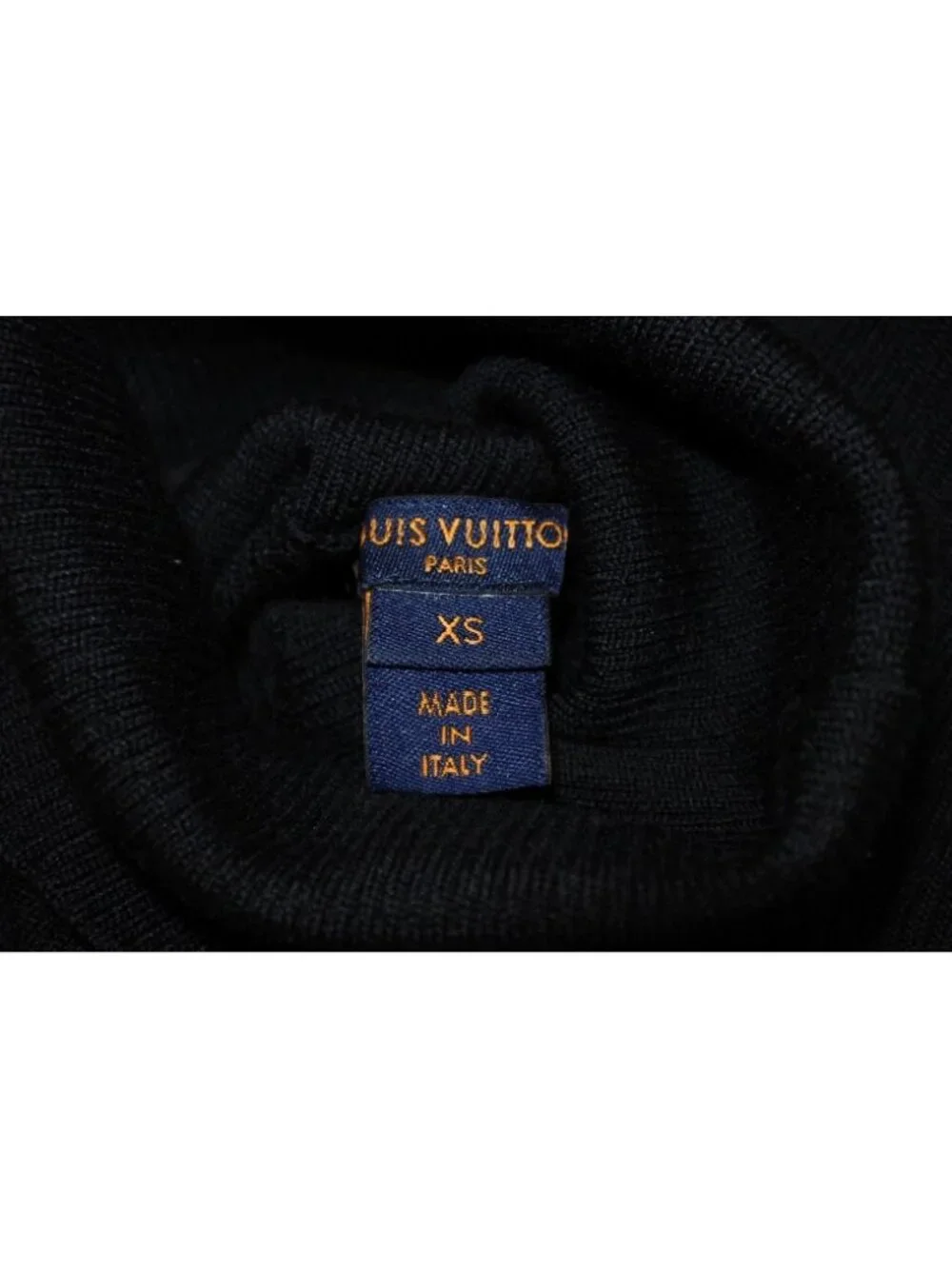 Louis Vuitton Long Sleeve Knit Sweater Wool Silk Black Logo XS